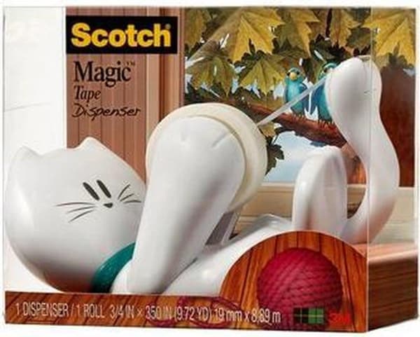 Scotch® Tape Dispenser Design Cat, Vit + 1 rulle Scotch® Magic™ Tape 19 mm x 8,89 m
