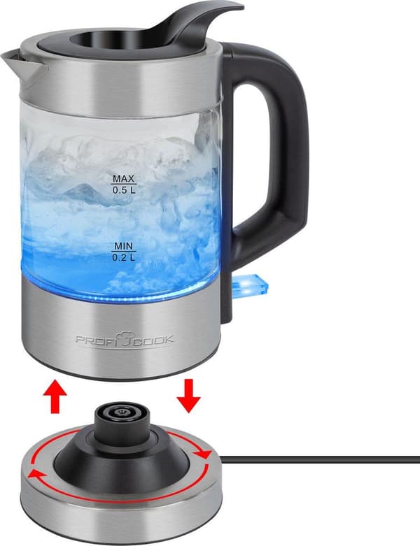 ProfiCook WKS 1228 G- Vattenkokare - Rostfritt stål - LED upplyst - 0,5L