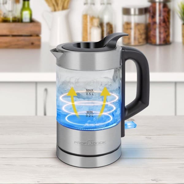 ProfiCook WKS 1228 G- Vattenkokare - Rostfritt stål - LED upplyst - 0,5L