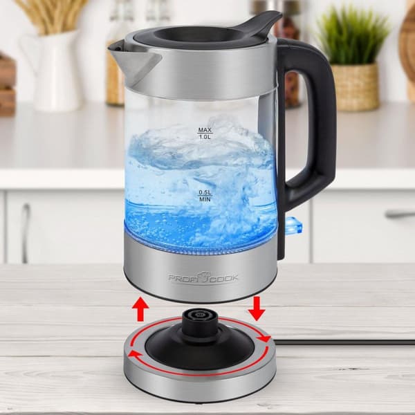 ProfiCook WKS 1229 G - Vattenkokare - Rostfritt stål - LED upplyst - 1,0L