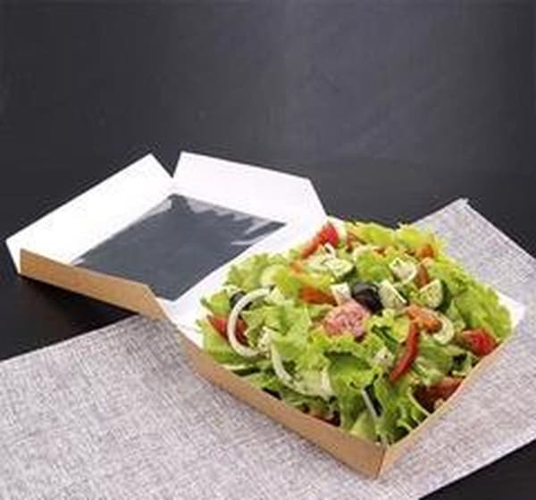 25 x PAPSTAR salatæske 'PURE' firkantet 750 ml, brun 14 x 14 x 5 cm