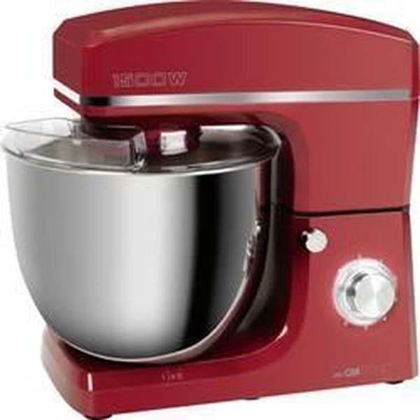 Clatronic KM 3765 æltemaskine, 1500 W, 8 hastigheder, 10 liters skål i rustfrit stål til max. 6-6,5 kg, stænkdæksel med genopfyldningsåbning, rød