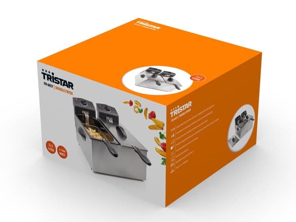 Tristar FR-6937 Double Fryer - Rasvakeitin 2 x 3 litraa - Molempia pannuja voidaan käyttää erikseen
