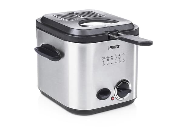 Princess Classic Mini 182611 - Fondue/friturekombination - Rustfrit stål - 1,2 liter - 200g pommes frites - 840 Watt Sort, Sølv