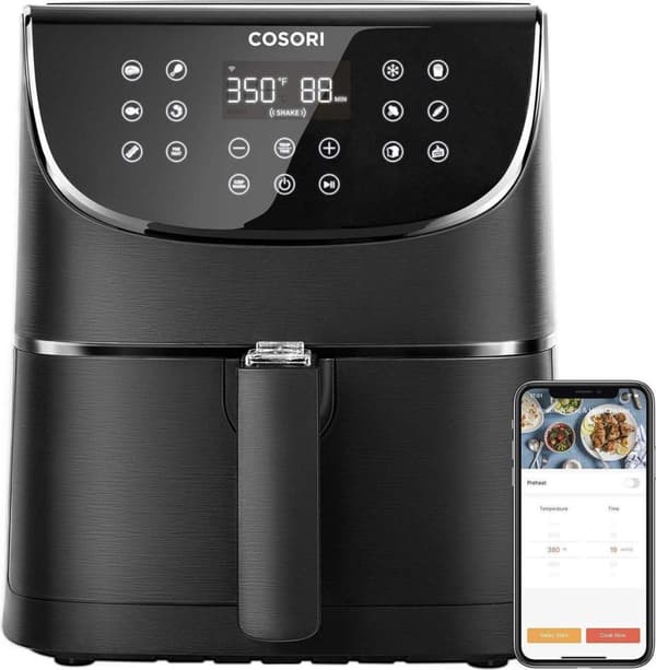 Cosori-CS158 AFRXB-Varmluftfrituregryde-App-kontrol-5,5 liter-sort Sort