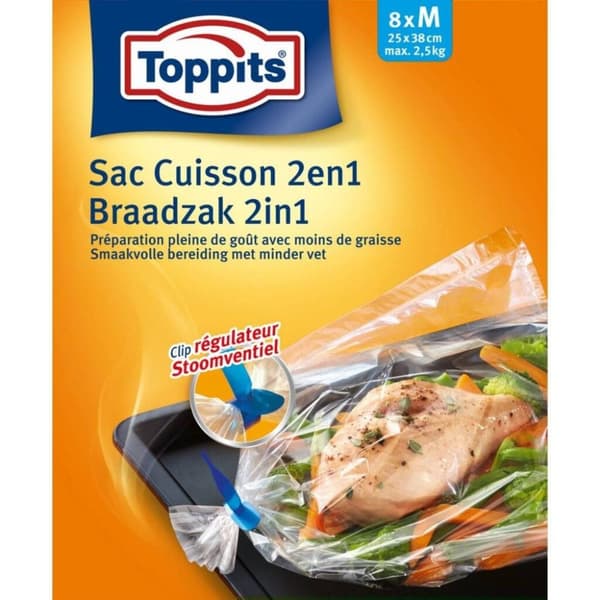 Toppits 2in1 paistamis- ja höyrytyspussit M 8 kpl