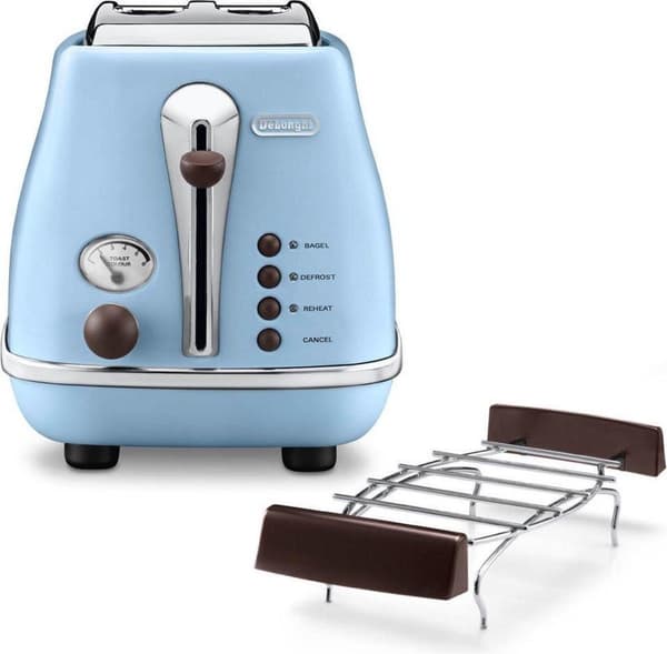 DeLonghi Icona Vintage CTOV 2103.AZ - Leivänpaahdin - 2 siivua - 2 paikkaa - Taivaansininen (CTOV2103.AZ)