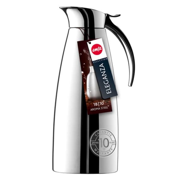 emsa vakuumkande ELEGANZA, 0,6 liter, rustfrit stål vakuumisoleret rustfrit stål kolbe, komfortabel enhånds - 1 stk (502488)