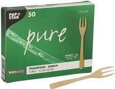 PAPSTAR fingermadsgafler "ren", 95 mm, naturlig lavet af bambus, biologisk nedbrydelig og komposterbar - 1 stk (88978)