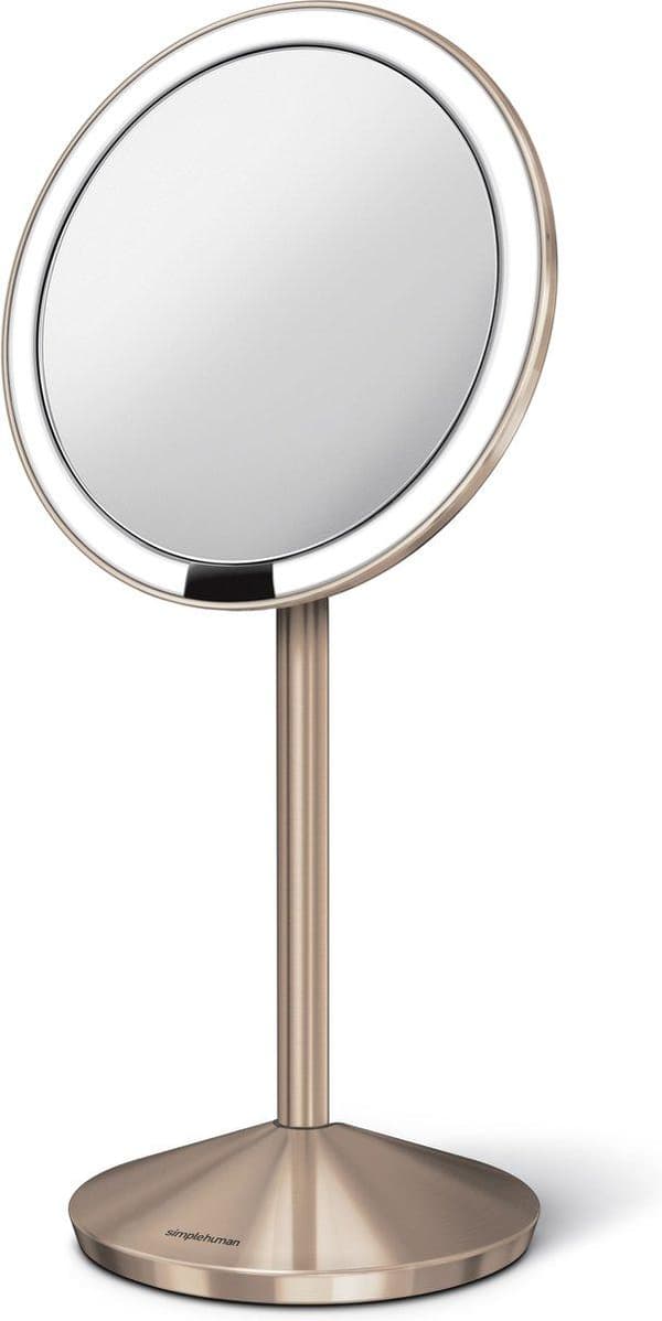 simplehuman hopfällbar spegel med sensor, 12 cm, uppladdningsbar, rostfritt stål roséguld (ST3010)
