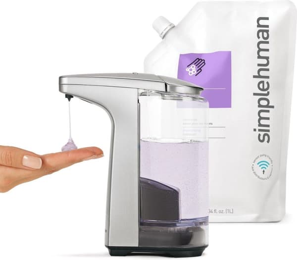 simplehuman batteridrevet sensordispenser, børstet nikkel (ST1023)