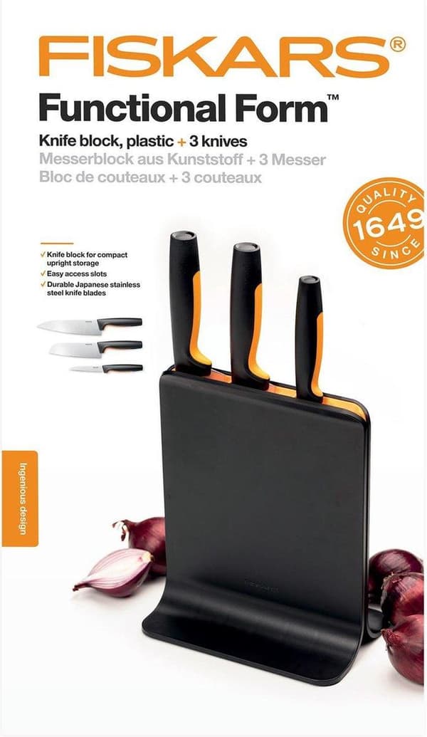 Fiskars funktionell form - Skårknivblock - Rostfritt stål - Plast - Rostfritt stål - Rostfritt stål - Svart - Svart - Orange (1057555)
