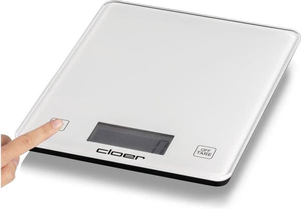 Cloer keittiövaaka, digitaalinen näyttö, kantavuus jopa 10 kg, jako 1 g, painon lisäystoiminto, lasinen punnitusastia (6871)