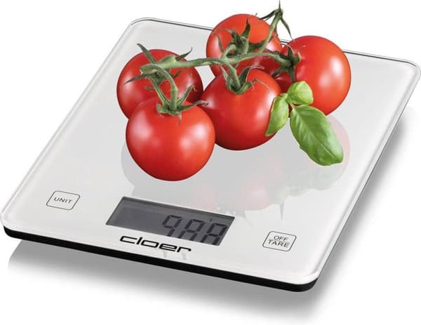 Cloer keittiövaaka, digitaalinen näyttö, kantavuus jopa 10 kg, jako 1 g, painon lisäystoiminto, lasinen punnitusastia (6871)