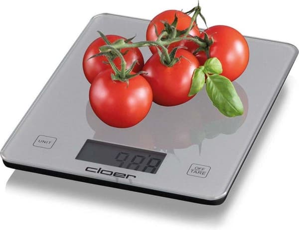 Cloer køkkenvægt, digitalt display, op til 10 kg bæreevne, 1 g inddeling, ekstravægtsfunktion, glasvægtskål (6878)