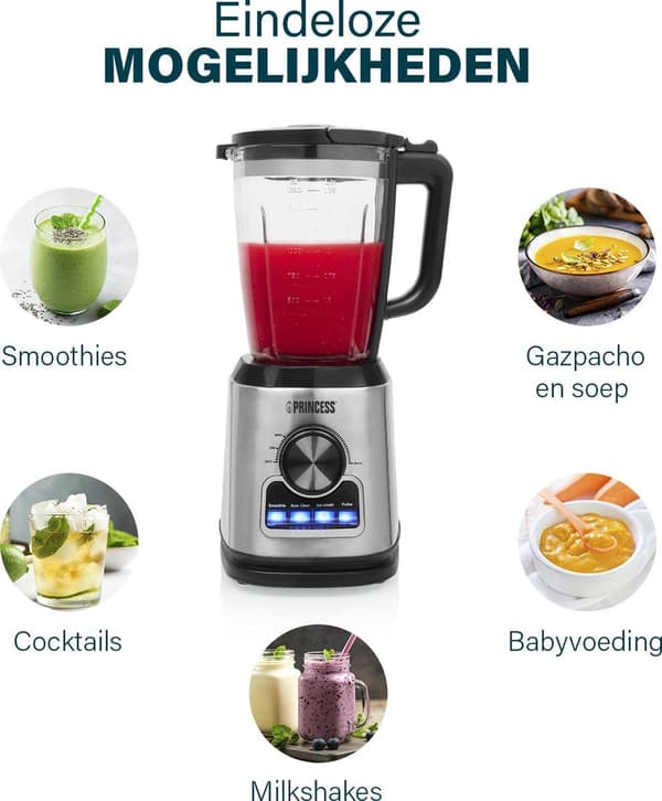 Princess 212094. Skålkapacitet: 1,75 L, Rotationshastighet (max): 22000 rpm, Hastighetskontrolltyp: Kontinuerlig. Typ: Bordsblandare, Produktens färg: