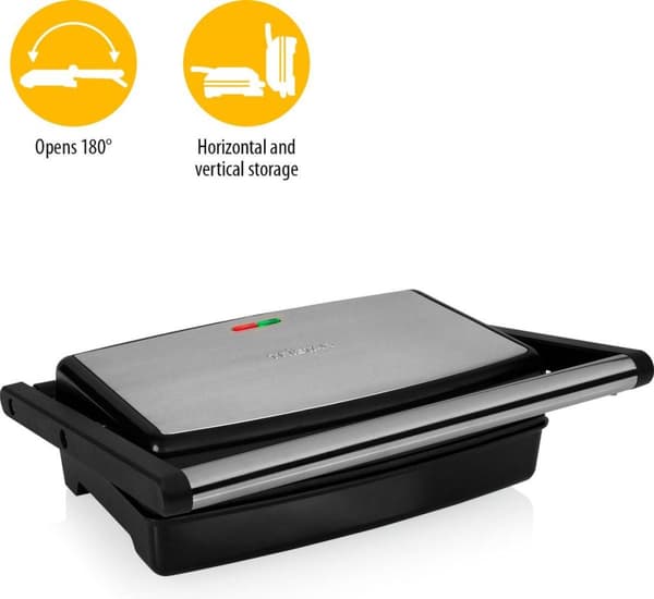 Tristar GR-2859 Kontaktgrill - Sort - Rustfrit stål - Plast - Rustfrit stål - Rektangulært - 275 x 180 mm - 230 °C - Flydende låg - Hængsel (GR-2859)