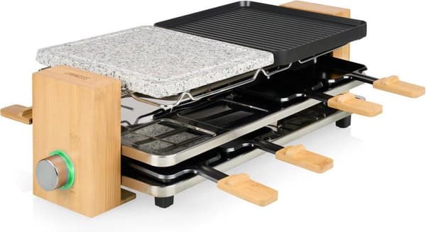 Princess Pure 8 Raclette non-stick beläggning, 8 pannor svart, sten, bambu (01.162955.01.001)
