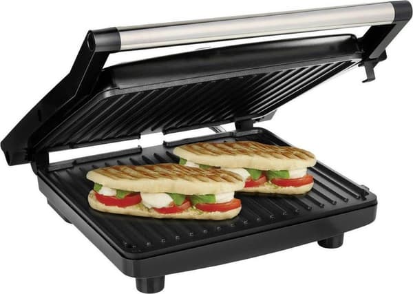 Tristar GR-2858 sähkökontaktigrillin tarttumaton pinnoite, merkkivalo musta, hopea (GR-2858)