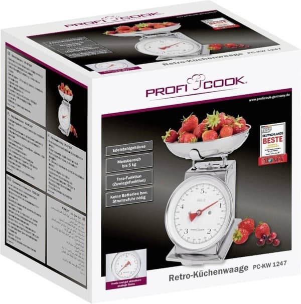 Profi Cook PC-KW 1247 køkkenvægt med måleskåls vejeområde (maks.) = 5 kg rustfrit stål (501247)
