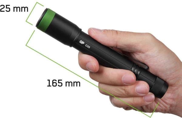 GP lommelygte C33 med side LED bar 150 lumen IPX4 - stænksikker (260GPACT0C33000)