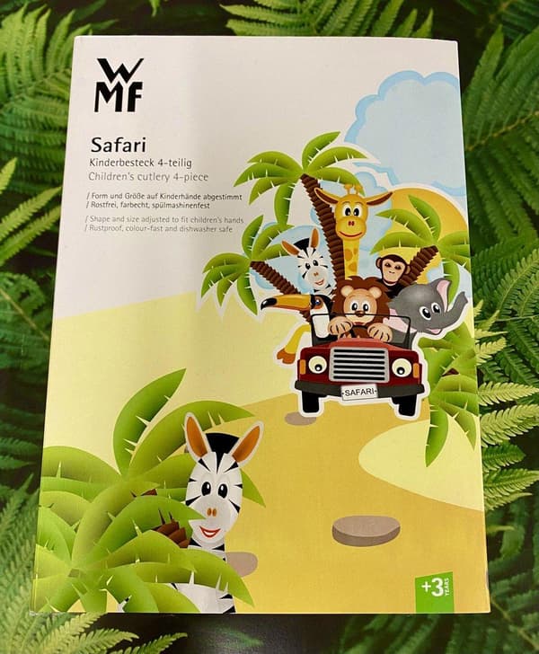 WMF barnbestick Safari 4-delat innehåll: 1x sked, 1x gaffel, 1x kniv, 1x liten sked (12.8002.6040)