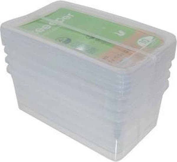 OKT opbevaringsbokssæt "BASIXX", 4x 5,6 liter, PP låg med luftstyringssystem til ventilation af kasserne, - 1 stk (3001900100000)