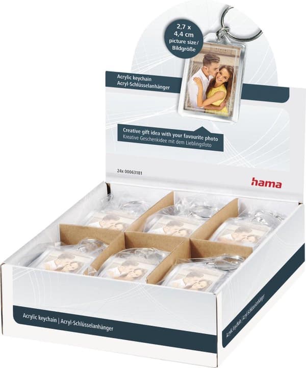 hama "Mini" nyckelring för minifoton, diskdisplay av akryl, för foton i formatet 2,8 x 4,3 cm - 24 stycken (63181)