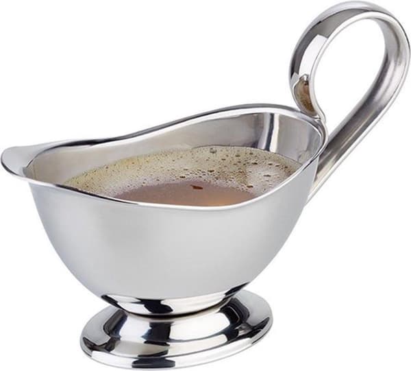 Rvs såsbåt, 13x6x9 cm, kapacitet 0,10 liter, set med 2 delar