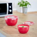 Miniatyrbild 3 av 7: EMSA CLIP & MICRO Round Box 1,1L Röd - Transparent 1 st (N1060500)