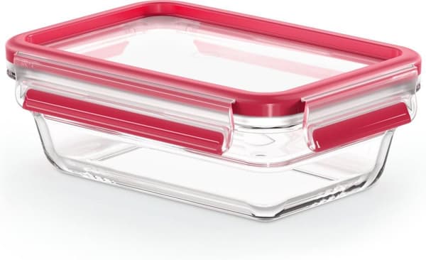 EMSA CLIP & CLOSE glas - box - rektangulär - 0,7 l - röd - transparent - glas - 420 °C (600739)
