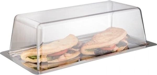 Taartstandaard 34x16,5cm van RVS och transparent keps