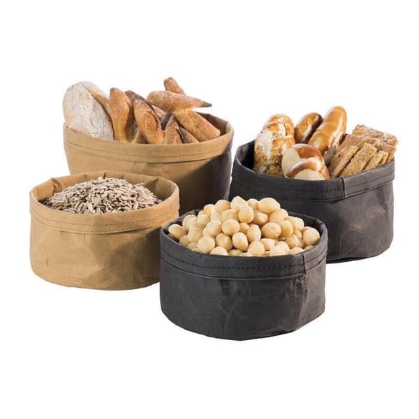 Kraftpapir bRoodmandje papirpose - ø17 x h11 cm - beige - Sæt med 2 stk.