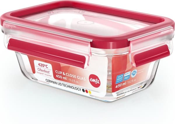 EMSA CLIP & CLOSE GLAS - Box - Rektangulär - 0,8 L - Transparent - Glas - 420 °C (600738)