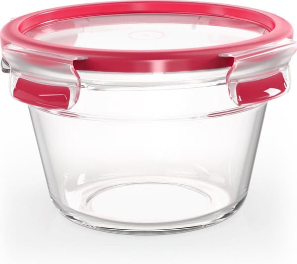 EMSA CLIP & CLOSE lasi - laatikko - pyöreä - 0,9 l - punainen - läpinäkyvä - lasi - 420 °C (600737)