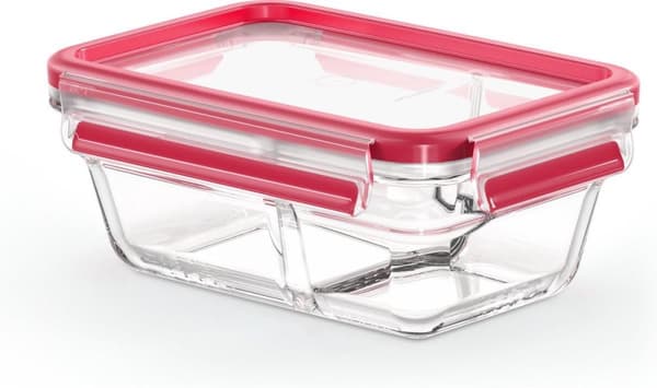 EMSA CLIP & CLOSE glas - æske - rektangulær - 0,8 l - rød - gennemsigtig - glas - 420 °C (600740)