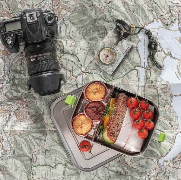 Højværdige bæredygtige rvs madpakke / madpakke, 1.100 ml, inkl. fordelingsmuur / lekvrije vers-houdt doos / bento-doos for børn, gratis tid og voksen,