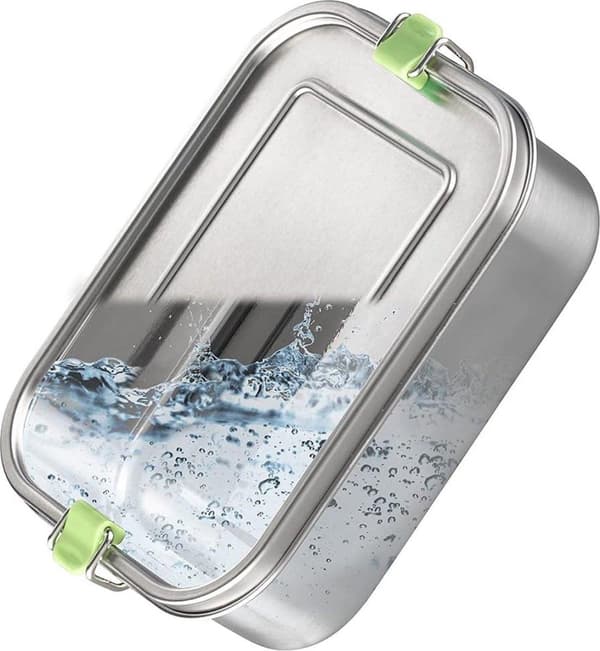 Højværdige bæredygtige rvs madpakke / madpakke, 1.100 ml, inkl. fordelingsmuur / lekvrije vers-houdt doos / bento-doos for børn, gratis tid og voksen,