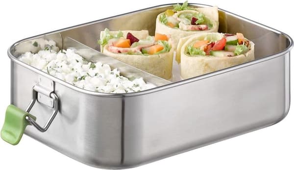 Højværdige bæredygtige rvs madpakke / madpakke, 1.100 ml, inkl. fordelingsmuur / lekvrije vers-houdt doos / bento-doos for børn, gratis tid og voksen,