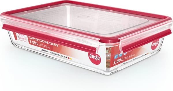 EMSA CLIP & CLOSE GLAS - Box - Rektangulär - 3 L - Transparent - Glas - 420 °C (600745)