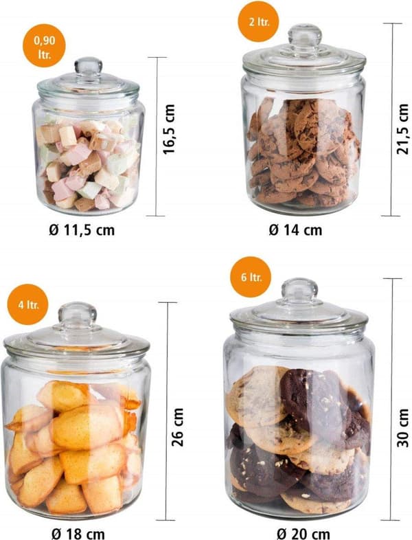 APS-Germany® Voorraadpot ilmatiiviillä kannella - Weckpotten - Glazen Voorraadpotten - Ø18,0 cm