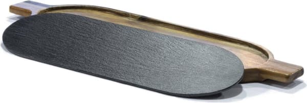 APS-Germany® Borrelplank med naturstensindlægsplateau - 2 stykker - serverplanke - hapjesplank - kaasplank - 40 x 15 cm