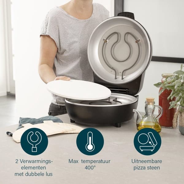 Princess 01.115005.01.001 Pizzakokare/Ugn 1 Pizza/Pizzor 1200 W Svart (01.115005.01.001)