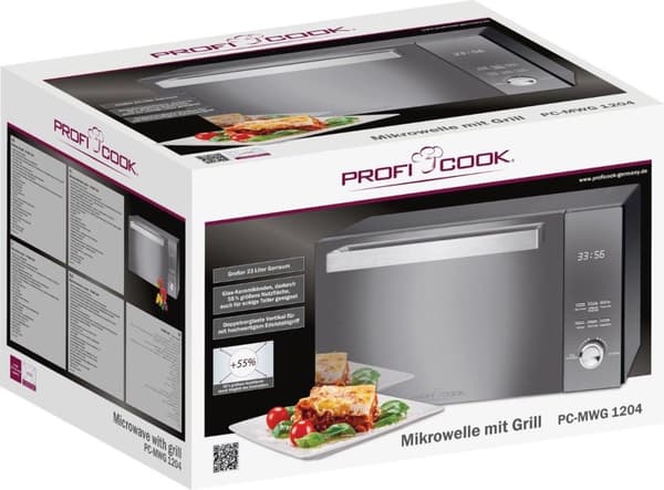 PROFI COOK mikroovn med grill 23L PC-MWG1204 sw (501204)