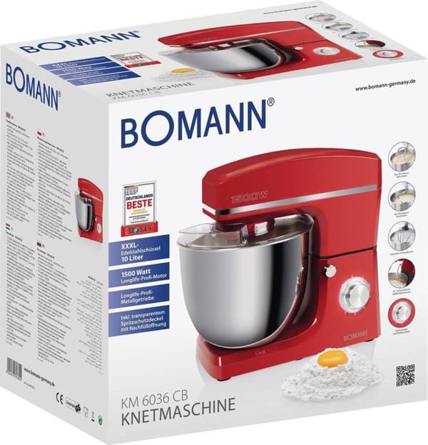 Bomann KM 6036 CB knådningsmaskin 1500W röd (660362)