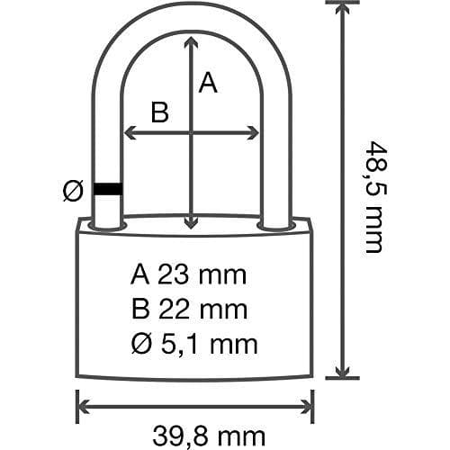 Sygonix SY-5045284 hänglås 39,8 mm med olika nyckel Guldgult nyckellås (SY-5045284)