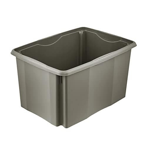 säilytyslaatikko "emil eco", 45 litraa, ekoharmaa pyörivä/pinottava laatikko, upotetut kädensijat, valmistettu kierrätysmateriaalista, - 1 kpl (105361