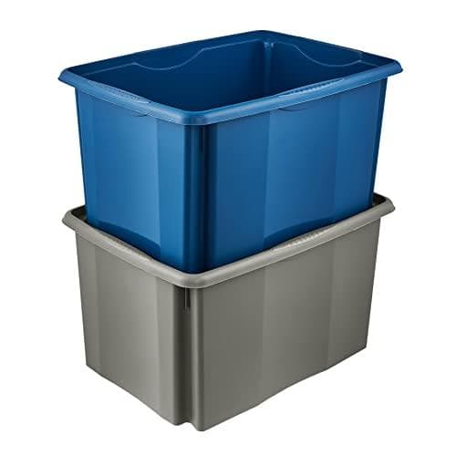 säilytyslaatikko "emil eco", 45 litraa, ekoharmaa pyörivä/pinottava laatikko, upotetut kädensijat, valmistettu kierrätysmateriaalista, - 1 kpl (105361