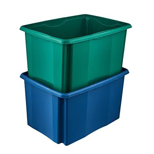 säilytyslaatikko "emil eco", 45 litraa, eko-sininen kääntyvä/pinottava laatikko, upotetuilla kahvoilla, valmistettu kierrätysmateriaalista, - 1 kpl (1