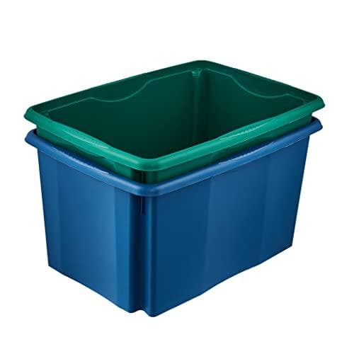 säilytyslaatikko "emil eco", 45 litraa, eko-sininen kääntyvä/pinottava laatikko, upotetuilla kahvoilla, valmistettu kierrätysmateriaalista, - 1 kpl (1